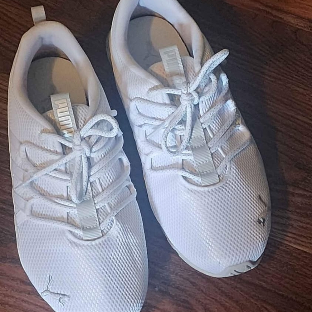 Puma All-White Mesh Sneakers, Like New, Worn One Time